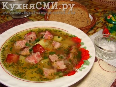 Суп гороховый с шашлычными колбасками